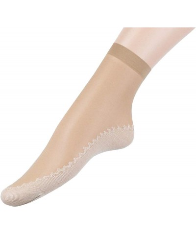 Women's Ultra-Thin Short Stockings, 10 Pairs/20Pairs, Anti-Slip Cotton Sole, Ankle High Sheer Socks Silky Smooth Tights Beige...